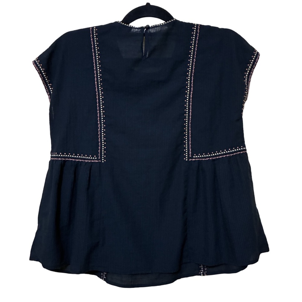Madewell Sleeveless Boho Blouse Women’s XS Black Textured Top - Picture 2 of 8